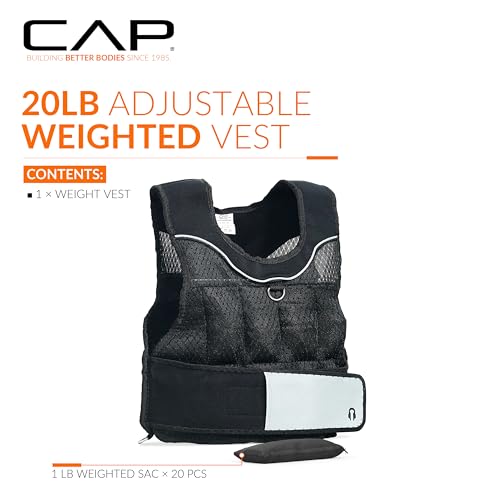 CAP BARBELL ADJUSTABLE WEIGHTED VEST VARIOUS SIZES - BLACK - Like New
