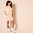 AMAZON ESSENTIALS WOMEN'S FLEECE BOUSON SLEEVE DRESS, SIZE M - BEIGE - Like New