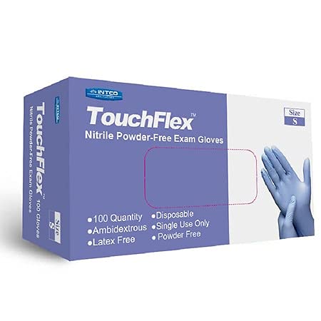 INTCO HEALTHCARE INTCO TOUCHFLEX NITRILE POWDER-FREE EXAM GLOVES SMALL -Blue - Brand New