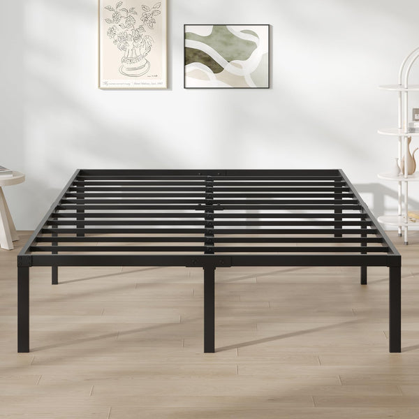 NOVILLA QUEEN BED FRAME 14 INCH METAL PLATFORM N-F10013-Q-BK - BLACK - Like New