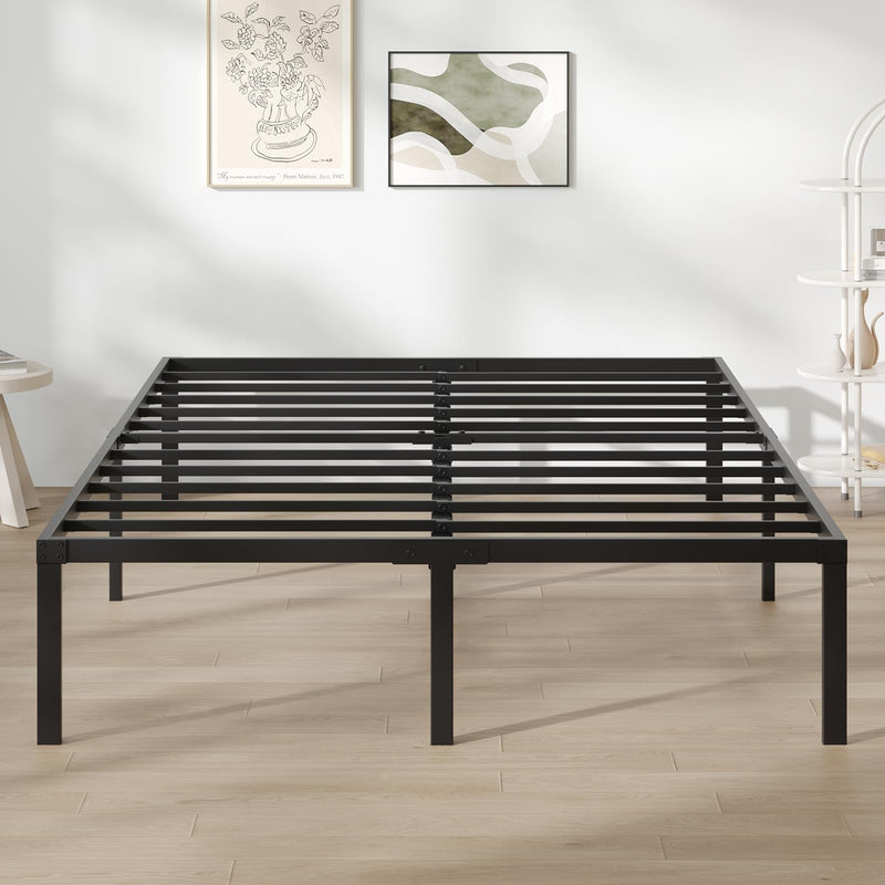 NOVILLA QUEEN BED FRAME 14 INCH METAL PLATFORM N-F10013-Q-BK - BLACK - Like New