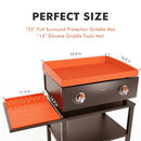 GUSOYO FULL-EDGE 22" BLACKSTONE SILICONE GRIDDLE COVER 16" SPATULA - ORANGE - Like New