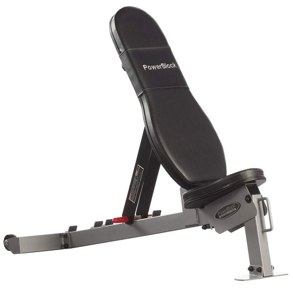 POWERBLOCK SPORT BENCH WORKOUT BENCH 5 POSITION ADJUSTABLE BENCH & SEAT - SILVER - Like New