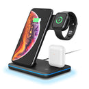 GENERIC CE ROHS FCC CERTIFICATED 3 IN 1 WIRELESS CHARGER STAND 15W - BLACK - Like New