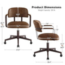 BERYTH Home Office Desk Chair PU Leather Mid-Century Modern DESK MID-BROWN - Brand New
