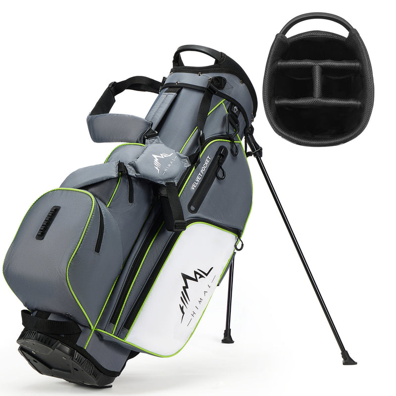HIMAL 4-WAY FULL-LENGTH GOLF STAND BAG - STEEL GRAY/WHITE/GREEN - Like New