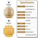 POPRHINO Rattan Pendant Light Fixture, Hand Woven Bamboo Boho - Assorted - Brand New
