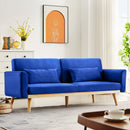 DKLGG Blue Futon Sofa Bed, Velvet Convertible Sofa Couch Sleeper - Like New