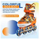 KUXUAN SKATES ADJUSTABLE INLINE SKATES YOUTH LARGE KIDS 3-6 - ORANGE - Like New