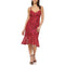GUESS WOMEN'S LACE MIDI WITH FLOUNCE HEM DRESS - WOMEN 10 - WINE - Brand New