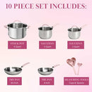 PARIS HILTON STAINLESS STEEL POTS PANS SET STAY-COOL PINK HANDLES - PINK - Like New