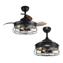 PARROT UNCLE 36" BENALLY INDUSTRIAL DOWNROD MOUNT CEILING FAN LIGHTING - BLACK - Brand New