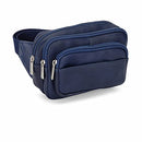 Le Donne Leather Waist Bag - 4-Compartment Bag - Adjustable Fanny Pack - Navy - Like New