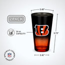 The Memory Company Officially Licensed 2-Pack Ombre Pint Glasses, Bengals - Like New