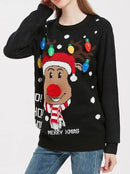 GOPACA WOMEN'S CHRISTMAS SWEATER REINDEER SANTA FAIR - SIZE: M - BLACK - Like New