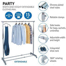 Tatkraft Party Telescopic Clothes Rail Extendable Rack Chrome Plated - Silver - Like New
