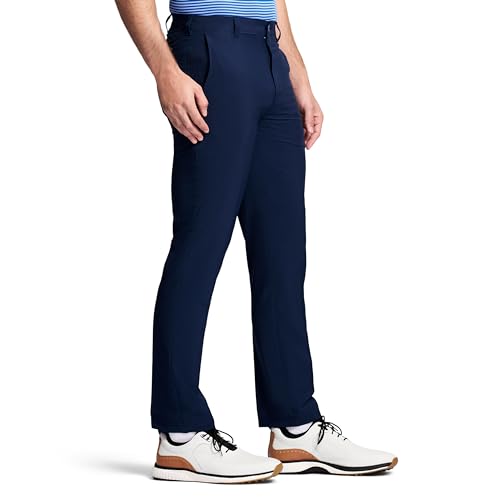 IZOD MEN'S GOLF SWINGFLEX STRAIGHT-FIT FLAT-FRONT PANTS - PEACOAT 34X34 - Like New
