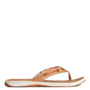 SPERRY WOMEN'S SEAFISH FLIP FLOP SANDALS - SIZE: WOMEN 8 - TAN CORAL FLORAL - Like New