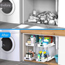 KJFEOIYE Under Sink Organizers Storage 2 Pack Large Capacity Heavy Load White - Like New