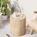 Royal Windsor Outdoor Side Table Faux Travertine Cylindrica Stylish Stone Design - Like New