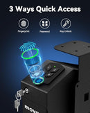 MOVGUL GUN SAFE, BIOMETRIC DROP DOWN BEDSIDE GUN SAFE PISTOL SAFE - BLACK - Like New