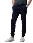 MJP-601NV GALAXY BY HARVIC MEN'S BASIC STRETCH TWILL JOGGERS CHINOS NAVY L - Brand New