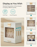 SONGMICS 5-LAYER JEWELRY ORGANIZER 3 SIDE DRAWERS - CLOUD WHITE/METALLIC GOLD - Like New