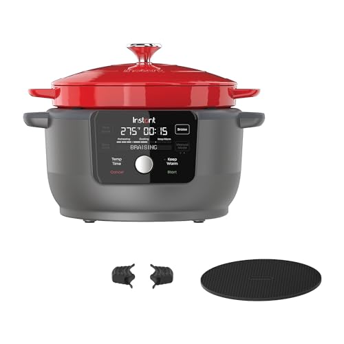 INSTANT - 6-Quart 1500W Electric Dutch Oven with Recipe Book - Braise, Slow Cook - Like New