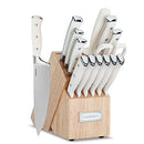 CUISINART 15-PIECE KNIFE SET WITH BLOCK HIGH CARBON STAINLESS STEEL - CREAM - Like New