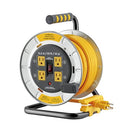 LINK2HOME 50 FT 12/3AWG 13AMP METAL EXTENSION CORD REEL EM-CG-500BY - YELLOW - Brand New