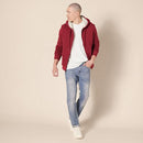 AMAZON ESSENTIALS HOODIE FOR MEN SHERPA-LINED FULL-ZIP FLEECE, M, RED - Brand New
