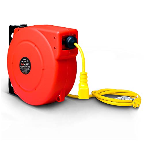 Reelworks: Extension Cord Reel Retractable Polypropylene 33 FT 16AWG 3C SJT - Like New
