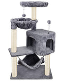 YUNIQUE CAT TREE WITH CAT CONDO AND BIG HAMMOCK - GRAY - Like New