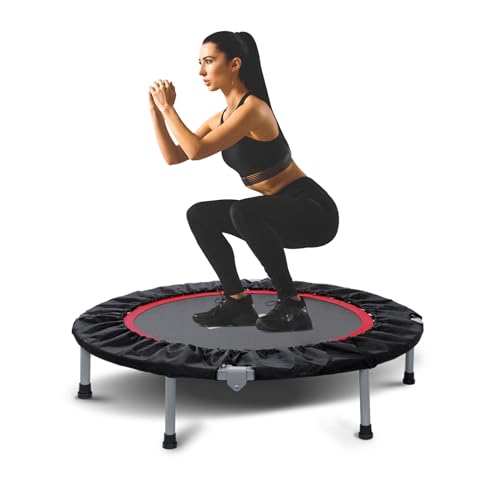 BCAN 40" Foldable Mini Trampoline Fitness Trampoline with Safety Pad - Like New