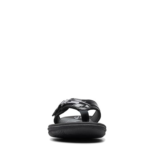 CLARKS WOMEN'S BREEZE SEA FLIP-FLOP SIZE 8 BLACK PATENT - Brand New
