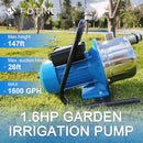 FOTING 1.6HP Portable Shallow Well Pump 1600GPH Garden Pump Jet Pumps - BLUE - Like New