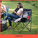 ARROWHEAD OUTDOOR 57" FOLDABLE HEATED CAMPING LOVESEAT CHAIR - BLACK/GRAY - Like New