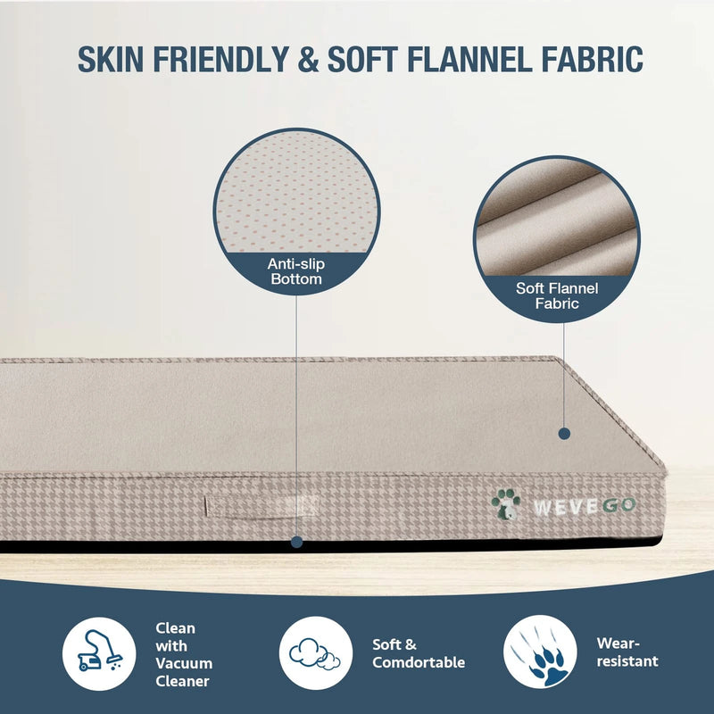 WEVEGO DOG BED REMOVABLE WASHABLE COVER GEL MEMORY FOAM SPONGE 2-LAYER - BEIGE - Like New