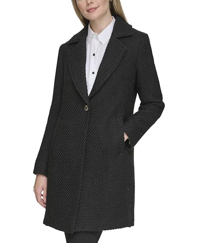 KARL LAGERFELD WOMEN'S SOLID TEXTURE WOOL CLASSIC BLAZER BLACK X-LARGE - Brand New