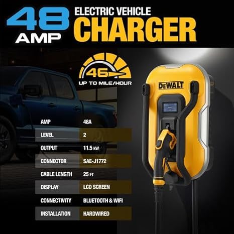 DEWALT 25 Ft Cord 48 Amp 240-Volt AC 11.5 Kw Heavy-Duty Smart Electric Vehicle - Like New