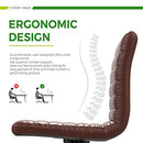 SMUG DESK CHAIR ARMLESS OFFICE CHAIR LEATHER SWIVEL GOLFBALL MID BACK - BROWN - Like New