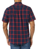 AMAZON ESSENTIALS MEN'S SHORT-SLEEVE POPLIN NAVY RED BUFFALO PLAID SIZE M - Brand New