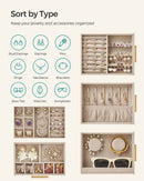 SONGMICS 5-LAYER JEWELRY ORGANIZER 3 SIDE DRAWERS - CLOUD WHITE/METALLIC GOLD - Like New