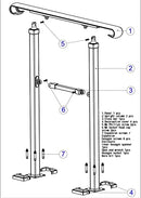 Aluminium Alloy Outdoor Hand Stair Railing Transitional (Double Column, 4 Steps) - Brand New
