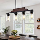 VERRON 4-Light Linear Chandeliers for Dining Room - Black & Reddish Brown - Like New