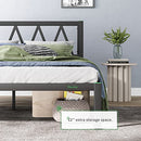 NOVILLA 14 King Bed Frame Headboard Platform Frame No Box Spring - BLACK - Like New