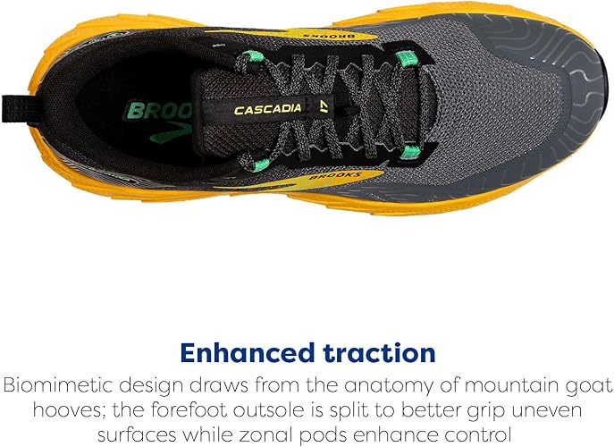 BROOKS MEN’S CASCADIA 17 TRAIL RUNNING SHOE LEMON CHROME/SEDONA SAGE - SIZE 12 - Like New