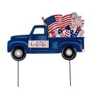 Glitzhome Metal Truck Patriotic Yard Signs with Stake Welcome American Holiday - Brand New
