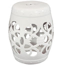SUNNYDAZE KNOTTED QUATREFOIL CERAMIC GARDEN STOOL SIDE TABLE - 18" H - WHITE - Like New