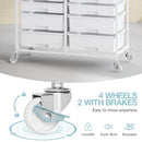 TOOLF 12 Drawers Rolling Storage Cart with Wooden Top for Classroom - White - Brand New